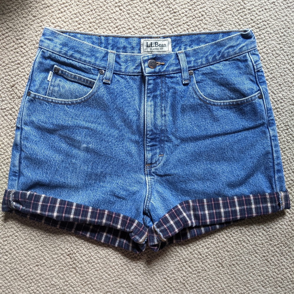 L.L. Bean flannel lined denim shorts